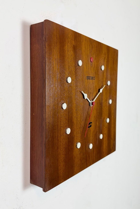 Image 1 of Vintage Brown Wooden Wall Clock from Seiko, 1980s