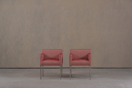 Sedie Ligne Roset in tessuto rosa, Francia, anni 2000, set da 2