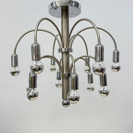 Image 1 of Lampada da soffitto vintage in ottone cromato di Sciolari, anni '70