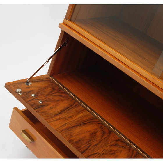 Image 1 of Vintage walnut and glass bookcase for Interiér Praha, Czech Republic 1960