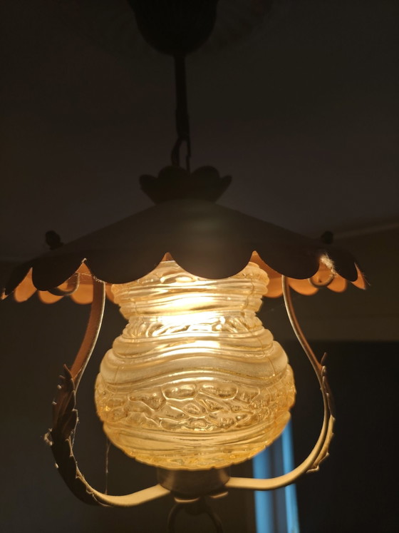 Lampada a sospensione vintage / lampada a sospensione a lanterna – Plafoniere, Vetro, Ferro (photo 8 of 9)