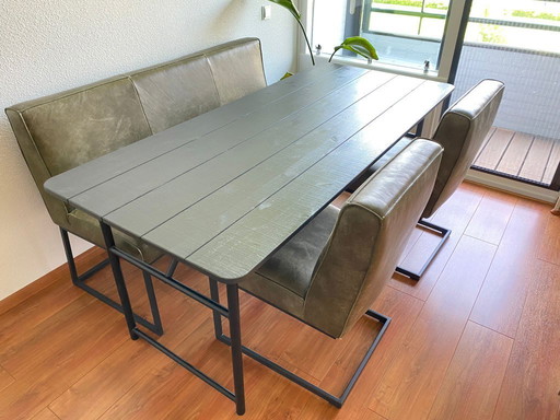 dining room bench + 2 dining room chairs (set) & dining table