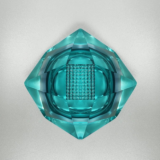 Image 1 of 1960s Gorgeous Turquoise Ashtray or Catchall by Flavio Poli for Seguso. Made in Italy
