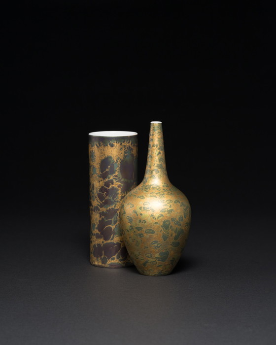 Image 1 of Vase en porcelaine peint à la main Hans Wohlrab Rosenthal H. Drexler Duo Goldfeuer