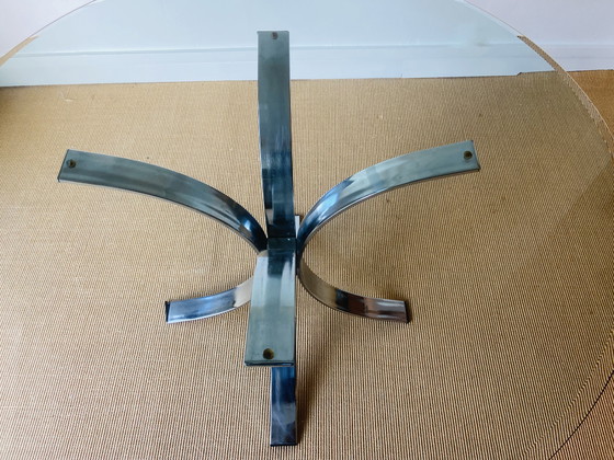 Image 1 of Glazen ronde eettafel, circa 1970