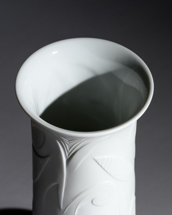 Image 1 of Cuno Fischer Vase TRIO Hutschenreuther Bisque Porcelain Op Art Relief 38+32+27cm