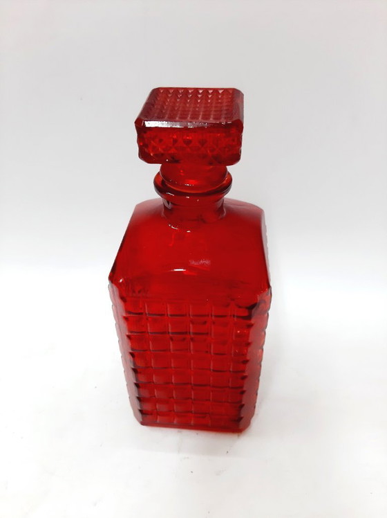 Image 1 of Carafe en verre rouge rubis vintage, carafe