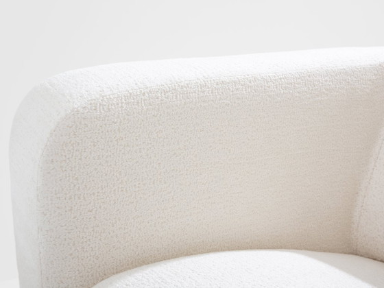 Image 1 of Divano brutalista italiano in noce massiccio e velluto di ciniglia bianco 1960