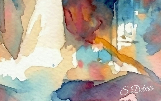 Image 1 of Cadre sur toile Aquarelle Femme abstraite au chapeau / (80x60) cm