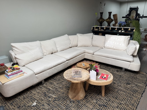 Natuzzi design lounge corner sofa cream