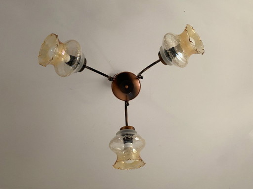 Vintage 3-Light Chandelier by KAJ Hrastnik, Slovenia – kroonluchters, Metal, Glass