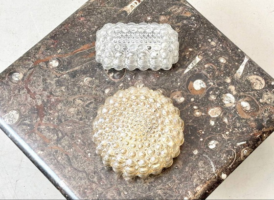 Image 1 of Set di 2 applique in vetro a bolle di Helena Tynell per Limburg, 1960