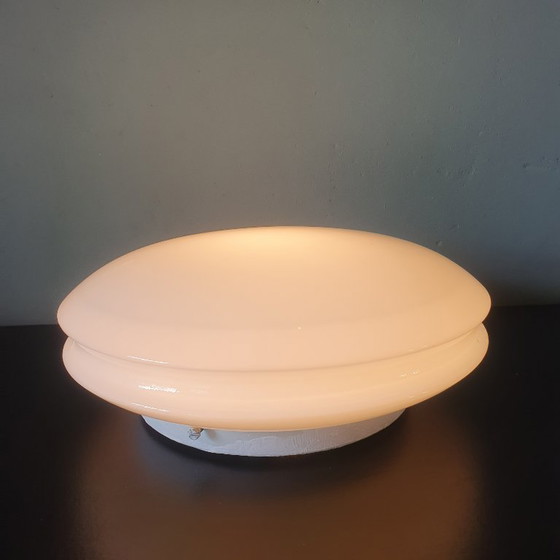 Image 1 of Lampada da soffitto vintage in vetro opalino UFO Raak Amsterdam