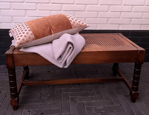 Old bench/stool/side table with webbing