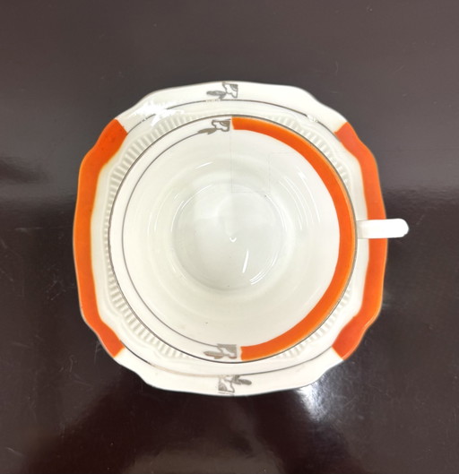 Set van 6 grote Revelli Laveno porseleinen koffiekopjes uit het begin van de twintigste eeuw.