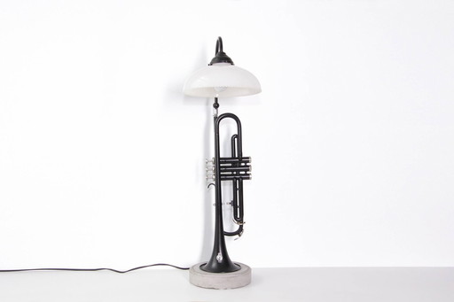 Trumpet lamp floor lamp black glass shade unique