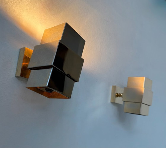 Image 1 of Coppia di applique vintage, ottone, Francia, 1970