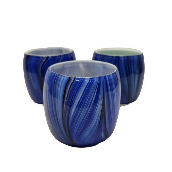 Image 1 of 3 porte-bougies chauffe-plat vintage bleu cobalt