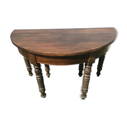 Console halve maan beuken en notenhout