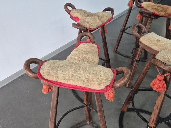 Image 1 of Vintage Brutalist Marbella Stools attributed to Sergio Rodrigues, 1970s, Set of 6