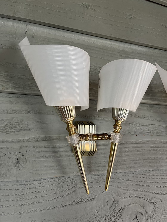 Image 1 of Set of Double Vintage Hollywood Regency Wall Lights