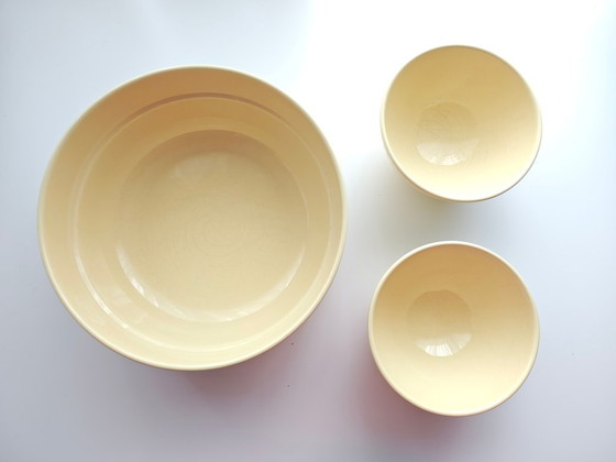 Vintage Pagnossin Italy set of 3 Bowls, Ceramic, Yellow, Modern (photo 6 of 8)