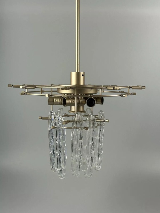 Image 1 of 60s 70s plafondlamp kroonluchter Kinkeldey Duitsland Space Age glas ontwerp