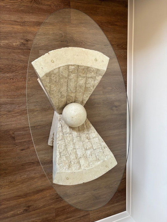 Image 1 of Table basse en pierre naturelle avec plateau en verre