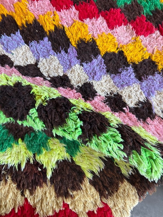 Image 1 of Vintage Moroccan Boucherouite Rug - Checkered Pattern Rug