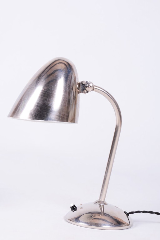 Restaurierte Bauhaus Tischlampe, von F. Anýž für Napako, Chrom, Tschechisch, 1930er Jahre
