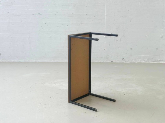 Minimalistische vintage tafel met houtfineer en stalen frame, jaren 80. – Bijzettafels, Wood (photo 8 of 14)