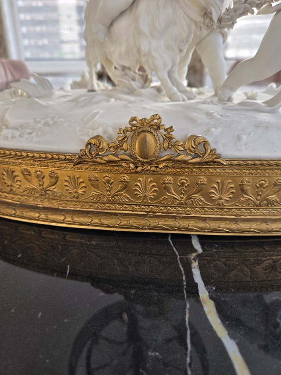 Image 1 of Sculpture - Biscuit - Groupe avec Puttis et bouc de la fin du 19ème siècle (ref 3770)