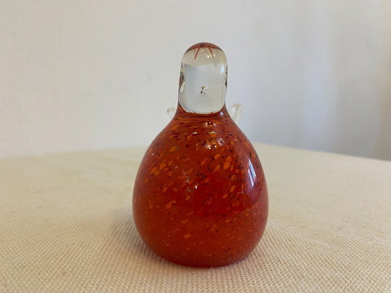 Vintage Italiaanse vogelsculptuur van rood kunstglas – Decoratieve objecten (photo 3 of 6)