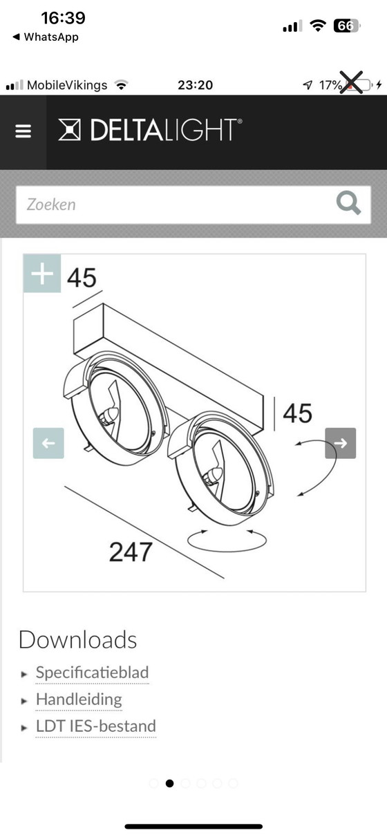 Image 1 of Delta Light Dubbele Spot  Rand, Wit 