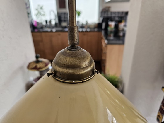 Image 1 of Bella lampada a sospensione regolabile in vetro/ottone