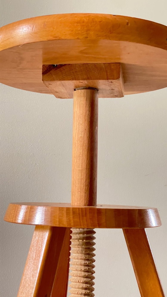 Image 1 of TABOURET with Screws Solid Beech VINTAGE