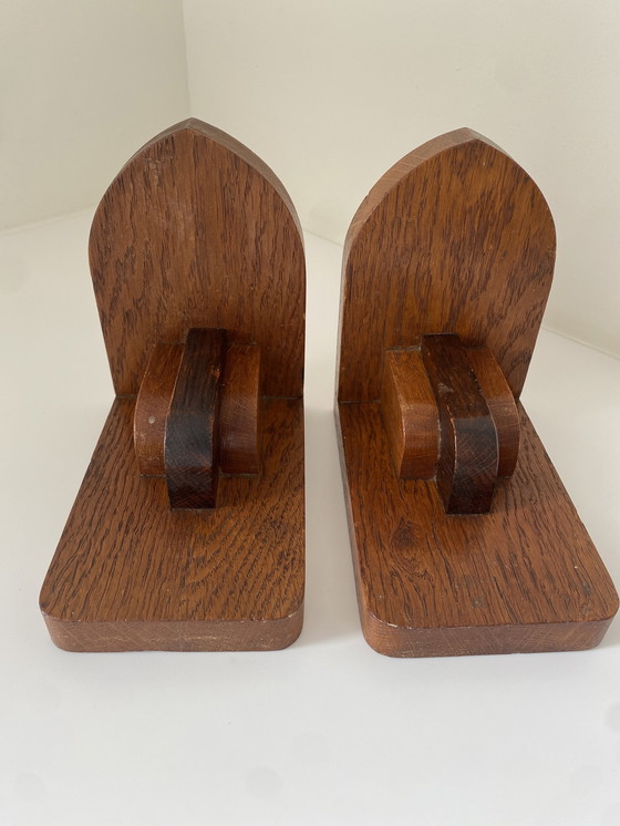 Image 1 of Art deco wooden bookends - Amsterdam school - Vintage
