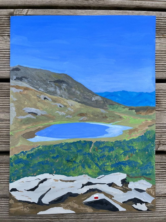 Image 1 of Gouache op natuurlijk papier.  La de Nino - Corsica Formaat 40x30cm