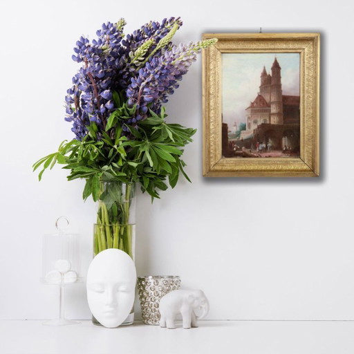 Worms Cathedral, Oil Painting on Board, 19th Century