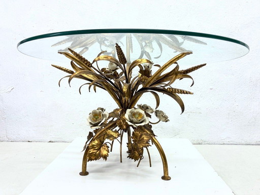 Floral Wheat Sheaf table in Coco Chanel style Hollywood Regency Design 60s 70s