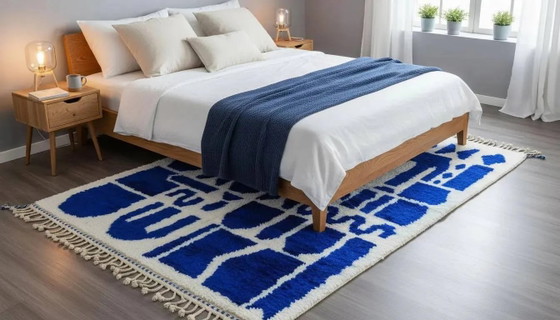 Tapis marocain tissé à la main, laine naturelle, 250cm x 150cm, décoration élégante. – Wool (photo 5 of 14)