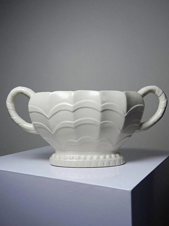 Small Art Deco vintage planter Price Brothers England pottery 1950s, Plant pot, Porcelain, Beige (photo 5 of 10)