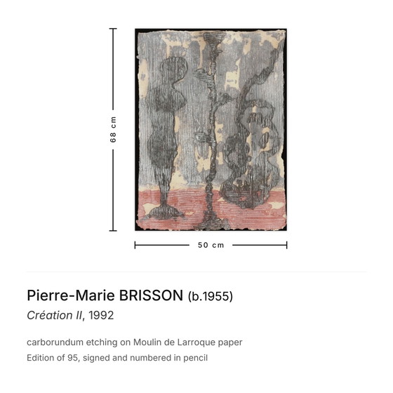 Pierre-Marie Brisson ondertekende Carborundum-ets Création II 1992 – Litho's & Zeefdrukken, Paper (photo 3 of 5)