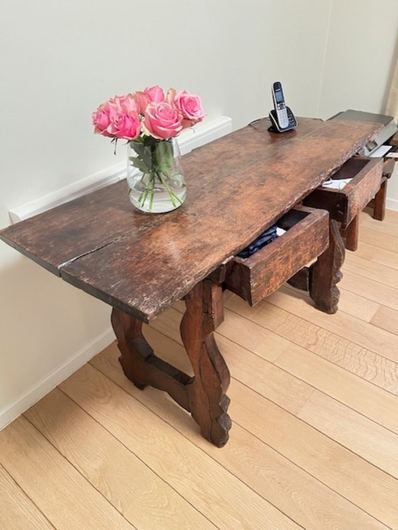 Image 1 of An antique wooden Spanish wall table