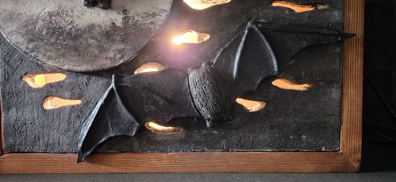 Image 1 of Luce d'atmosfera in ceramica fatta a mano con pipistrelli