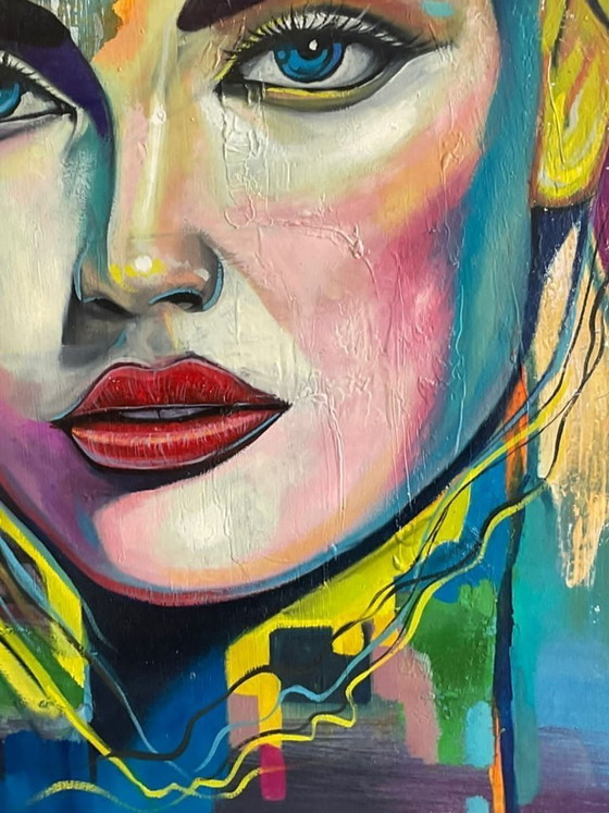 Image 1 of Luis Angel - La Mujer De Las Grietas Cromaticas - Artist Canvas