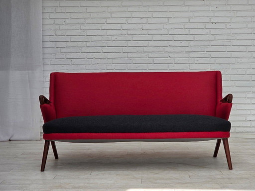 Sofá de dos plazas, diseño danés de Ch. F. Brodersen, década de 1960, retapizado.