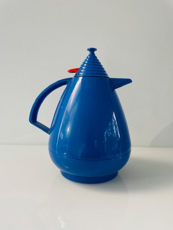 Image 1 of Bouteille isotherme vintage Leifheit Vivatherm bleue Memphis