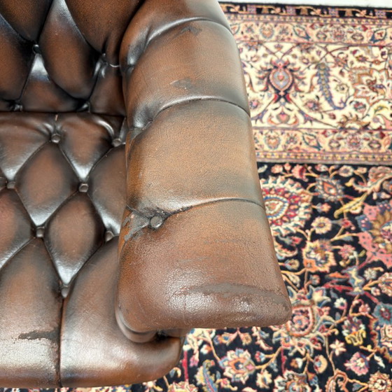 Grande Sedia da ufficio Chesterfield inglese marrone – Sedie da ufficio, Leather, Wood (photo 8 of 10)