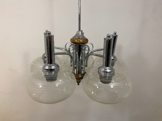 Vintage EMI Poljčane 5-Light Sputnik Chandelier, 1980s – Chrome, Glass (photo 14 of 16)